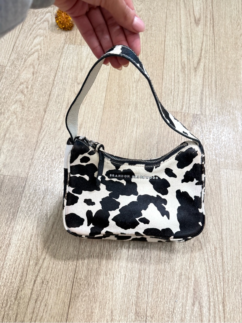 Brandon Blackwood Black & White Cow Print Mini Bag